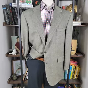Oak Creek Herren Sport Mantel Blazer Zwei Knopf Beige GRY Fischgrät Lammwolle 46R - Bild 1 von 17