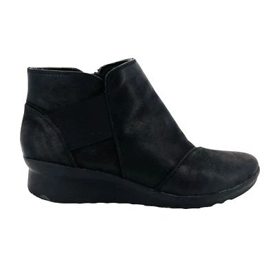 Mujer 12 M Clarks Caddell Rush Negro Cuero Cremallera Lateral Botines Zapatos 13288 Foto 1 de 4