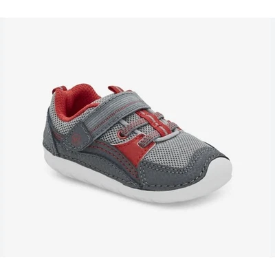 stride rite 儿童尺码 us 4 皮革 Motion kylo 运动鞋 灰色和红色 — 第 1/4 张图片