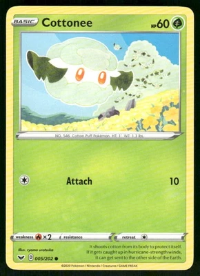 Cottonee 005/202 Common Normal SWSH01: Sword & Shield Base Set NM - Image 1 of 2