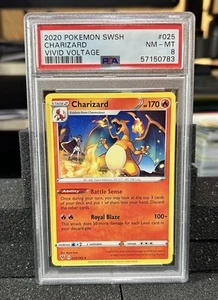 2020 POKEMON SWORD & SHIELD VIVID VOLTAGE #025 CHARIZARD PSA 8 - Picture 1 of 2