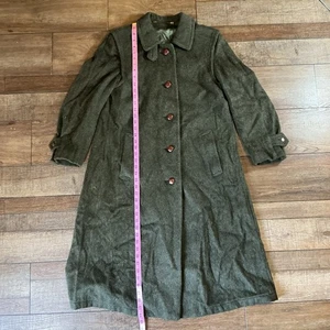 VINTAGE Size 10R Loden Wool Coat Womens Green Poland Button Front Overcoat #1687 - Picture 1 of 8