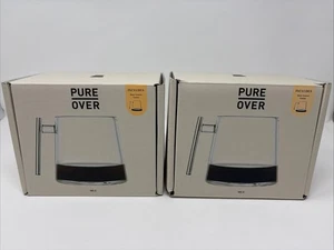 Pure Over signature Borosilicate glass coffee mug w/ Black Coasters lot of 2 New - Picture 1 of 2