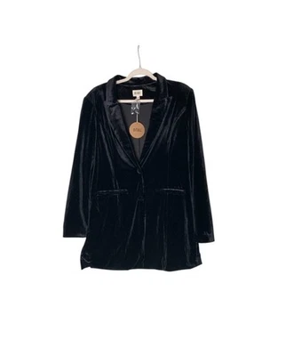 全新 Bibi 黑色拉丝绒外套夹克 尺寸 L — 第 1/4 张图片