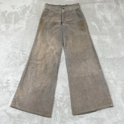 Pantalones acampanados con fondo de campana de pana de colección años 70 28x30 aplastados desgastados hippie boho Foto 1 de 4