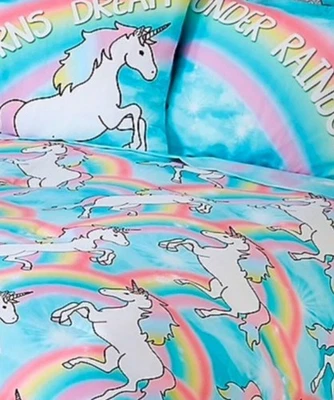 Новый Justice девочек единорог одеяло королева 7 изделий постельного белья комплект rainbow - Изображение 1 из 4