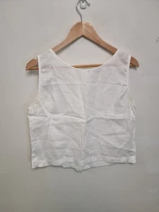 white linen tank top size medium sleeveless elcee - Picture 1 of 8