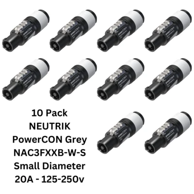Paquete de 10 conductores NEUTRIK PowerCON NAC3FXXB-W-S salida 6-12 mm NAC3FCB gris Foto 1 de 4