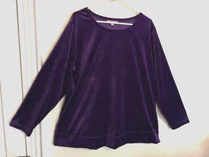 Woman Within Pullover 1X Plus 22/24 Lila Samt Velour Weich Tunika Langarm - Bild 1 von 4