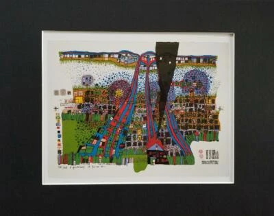 Friedenreich Hundertwasser Let Us Pray Manitou Wins B Matted offset Litho 1986 - Imagem 1 de 2