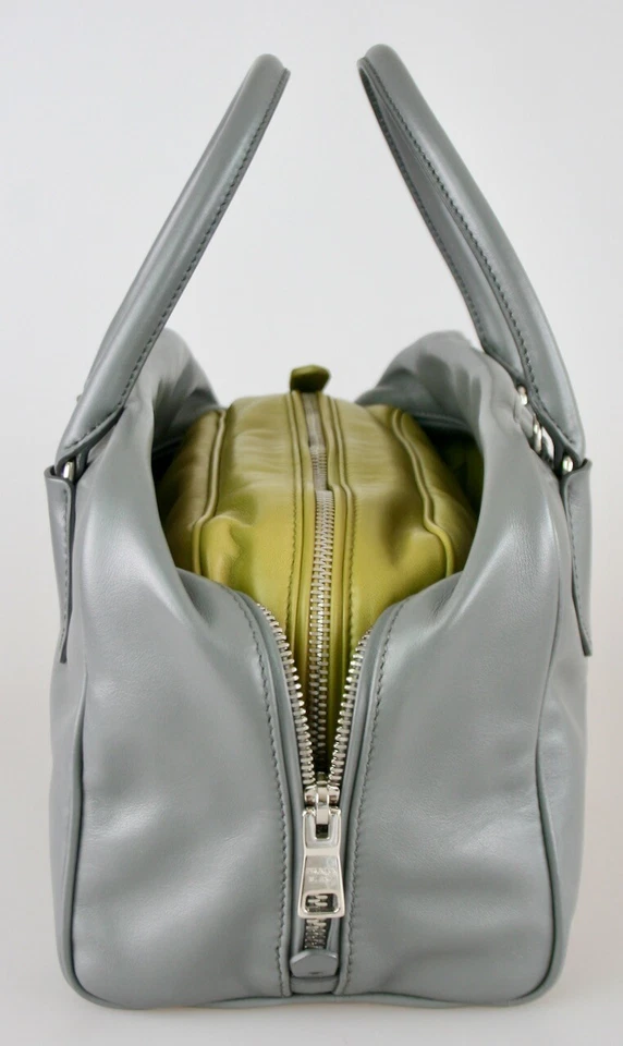 AUTH LUXURY PRADA SHOULDER BAG HANDBAG 1BB010 BEIGE LEATHER