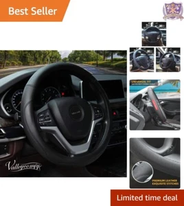 Steering Wheel Cover Microfiber Leather 15 Inch Anti-Slip Easy Install Universal - Picture 1 of 7