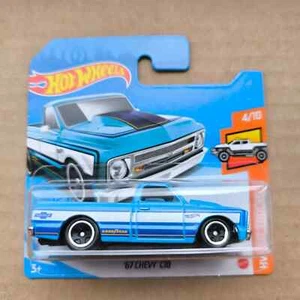 Hot Wheels SHORT CARD 2021 HW HOT TRUCKS 67 CHEVY C10 BLUE 4/10 - Picture 1 of 1
