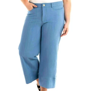 NWT Fresh Produce Freshfit Wide Leg Stretch Capris Crop Pants Blue 2X 3X Plus - Picture 1 of 7