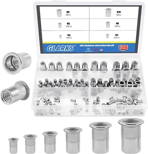Glarks 126Pcs Stainless Steel Threaded Rivetnut Assortment Kit - Picture 1 of 8