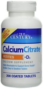 21st Century Calcium Citrate + D3 Petites Coated Tablets 200 Ct (9 Pack)