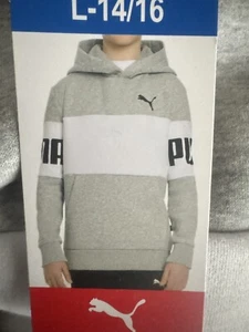 Puma Pullover Hoodie Youth White Fleece Outwear Size Large 14/16 - Picture 1 of 3