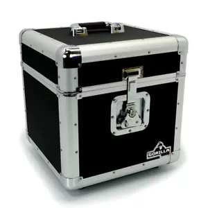 More details for gorilla lp100 12&quot; vinyl record storage box flight carry case holds 100 (black)