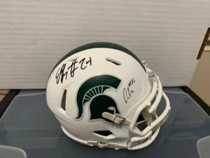 Mini casco de fútbol americano Michigan State Spartans 2021 firmado blanco MSU - Imagen 1 de 3