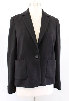 NUEVO CON ETIQUETAS $395 VINCE Mujer Negro Parche Bolsillo Tejido Botón Único Blazer Chaqueta Talla 10 Foto 1 de 4