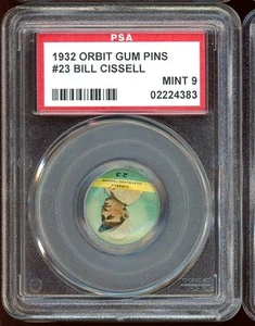 1932 Orbit Gum Pins PR2 Pins #23 Bill Cissell PSA 9 - Bild 1 von 2