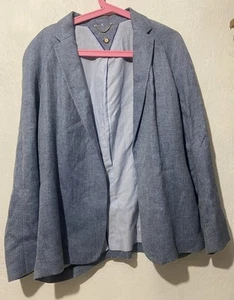 Massimo Dutti Blaue offene Jacke Gr 42 100% Leinen mit Gürtel - Bild 1 von 7
