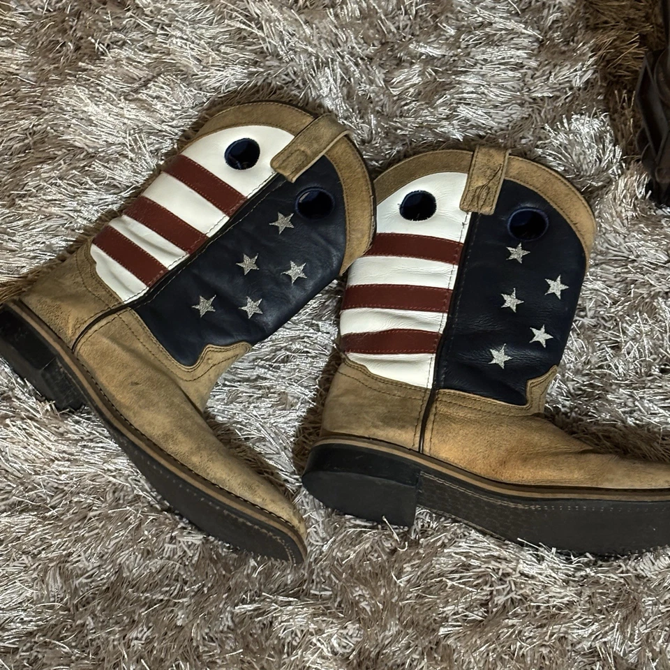 Botas SMOKY MOUNTAIN Mujer Talla 6R Rojo Blanco Azul Vaquera Cuero Estilo Occidental Foto 1 de 4