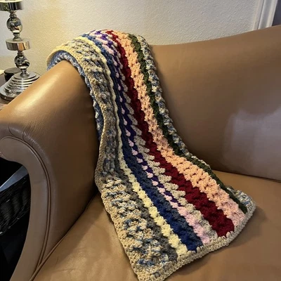 Arremesso afegão de crochê feito à mão vintage 44 x 44 - Imagem 1 de 4