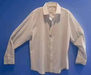 MIZZEN + MAIN-2XL-Leeward Std. Fit White Navy Pink Windowpane Performance LS NWT - Picture 1 of 17