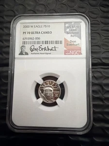 2000 W Platinum Eagle $10 PROOF 70 UC Signed Don Everhart - Picture 1 of 2