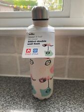 Brand New Wilko 500ml Face Print Double Wall Flask/Sports Bottle 
