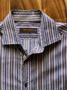 Camicia uomo viola a righe Etro Milano taglia 41 (IT) L (US) - Foto 1 di 6