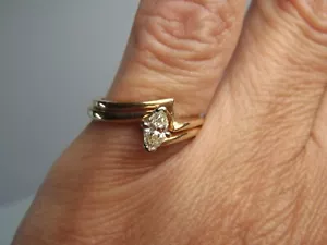 Juego de anillos de boda de diamantes marquesa de 1/4 quilates de oro amarillo sólido de 14 quilates talla 4 1/4 - Imagen 1 de 20