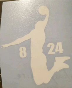 Kobe Bryant #8 #24 Matt Weiß Menge 1 Vinyl Aufkleber 4 Zoll × 3,5 Zoll - Bild 1 von 4