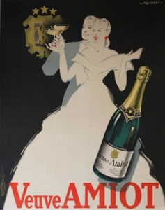 "VEUVE AMIOT" Affiche originale entoilée Litho FALCUCCI 1940 119x149cm - Foto 1 di 1