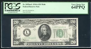 FR. 2055m-L 1934-A $20 MULE FRN SAN FRANCISCO, CA PCGS UNCIRCULATED-64PPQ - Picture 1 of 2