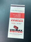 Vintage Connecticut Matchbook: “Unimax Switch - Maxon Electronics” Wallingford