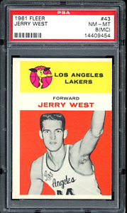 1961 Fleer Jerry West Rookie Card Lakers RC #43 - Certified PSA 8 MC (NM-MT)