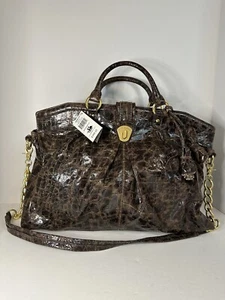 Nuevo con etiquetas Bolso Cartera Brahmin Athenee Truffle Boulevard Cuero Marrón Cremallera Rosas - Imagen 1 de 8
