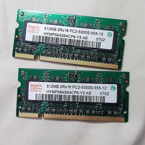 Notebook Computer Memory - 2 x 512MB 200 pin DDR2 667MHZ - Picture 1 of 1