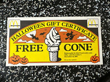 1987, McDonald's "Un-Used" Coupon Card (Scarce) HALLOWEEN - Free Ice Cream Cone