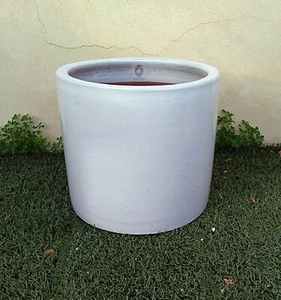 Vase weiß Keramik für außen oder innen Pflanzkübel Übertopf rund Zylinder - Bild 1 von 2