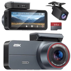 FrontRear Cam 2.5K QHD 3.39" Dash 64GB 160°/150° Wide G-Sensor 24H Support 256GB - Picture 1 of 8