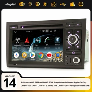 Android 14 DAB+ Autoradio CD 8 Kern CarPlay Navi 64GB WiFi für AUDI A4 SEAT EXEO - Bild 1 von 24
