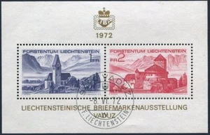 Liechtenstein 505, CTO. Michel Bl.9. LIBA 1972. Bendern, Vaduz Castles. - Picture 1 of 1