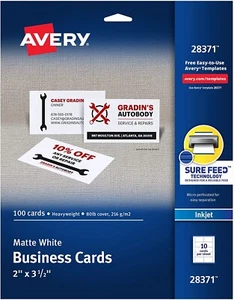Avery Ink-Jet Printer White Business Cards (28371) (Free Shipping) USA STOCK - Picture 1 of 7