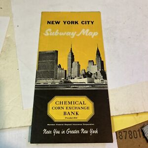 VINTAGE SUBWAY MAP OF NEW YORK BY CHEMICAL CORN EXCHANGE BANK