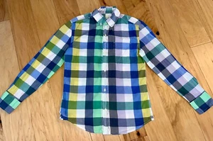 CREWCUTS BOYS BLUE & GREEN PLAID BUTTON DOWN SHIRT SIZE 12 EXCELLENT COND LD1 - Picture 1 of 4