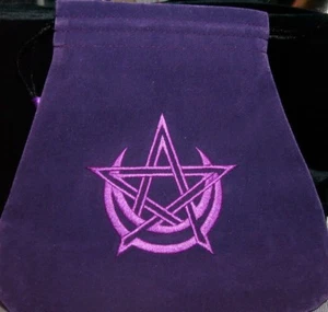 BRAND NEW! EMBROIDERED PURPLE VELVET SATIN LINED PAGAN MOON TAROT & RUNES BAG - Picture 1 of 3