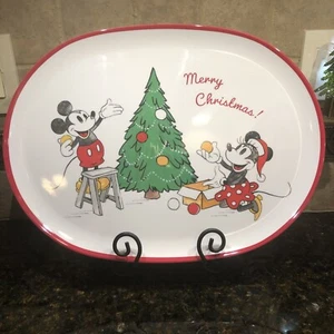 "POTTERY BARN NIÑOS MELAMINA MICKEY & MINNIE MOUSE ""FELIZ NAVIDAD!" PLATO - Imagen 1 de 8